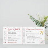 Boarding Pass Wedding All-In-One Einladung (Stehend Vorderseite)
