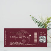 Boarding Pass Wedding Einladung - Burgund & Cham (Stehend Vorderseite)