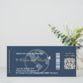 Boarding Pass Wedding Einladung - Navy & Gold (Stehend Vorderseite)