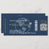 Boarding Pass Wedding Einladung - Navy & Gold (Vorne/Hinten)