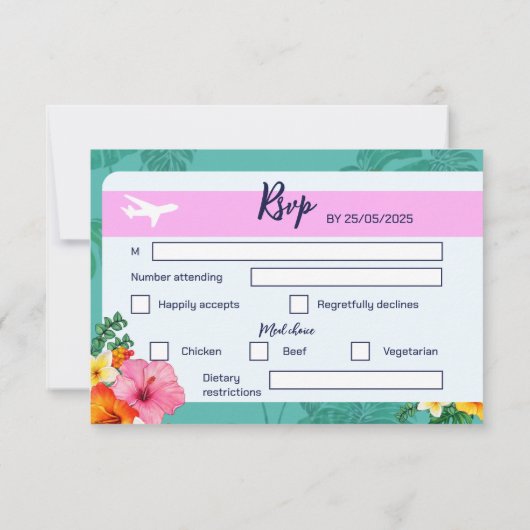 Boarding Pass Wedding Einladung Zielort (Rückseite)