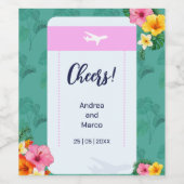 Boarding Pass Wedding Einladung Zielort Weinetikett (Einzelnes Label)