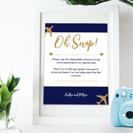 Boarding Pass Wedding Instant Camera Sign Poster