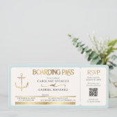 Boarding Pass Wedding Invitation Einladung (Stehend Vorderseite)