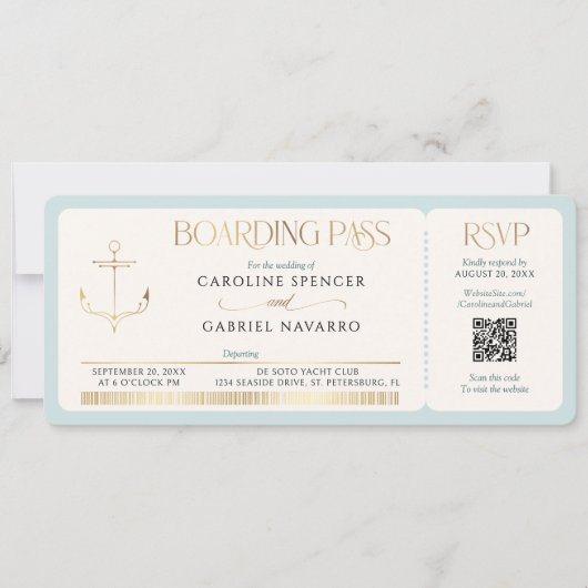 Boarding Pass Wedding Invitation Einladung (Vorderseite)