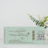 Boarding Pass Weditation - Sage & Beige Einladung (Stehend Vorderseite)