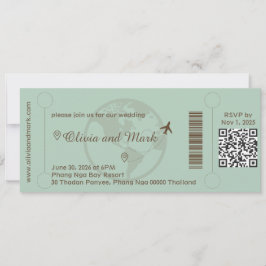 Boarding Pass Weditation - Sage & Beige Einladung