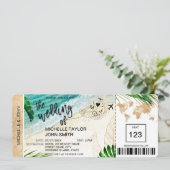 Boarding Pass Weltkarte Tropische Insel Einladung (Stehend Vorderseite)
