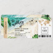 Boarding Pass Weltkarte Tropische Insel Einladung (Vorne/Hinten)