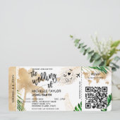 Boarding Pass World Map Island Beach UAWG QR-Code Einladung (Stehend Vorderseite)