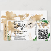 Boarding Pass World Map Island Beach UAWG QR-Code Einladung (Vorne/Hinten)