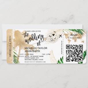 Boarding Pass World Map Island Beach UAWG QR-Code Einladung