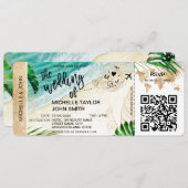 Boarding Pass World Map Island Beach UAWG QR-Code Einladung (Vorne/Hinten)
