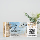 Boarding Pass World Map Island Beach UAWG QR-Code Einladung (Stehend Vorderseite)