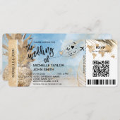 Boarding Pass World Map Island Beach UAWG QR-Code Einladung (Vorne/Hinten)