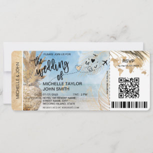 Boarding Pass World Map Island Beach UAWG QR-Code Einladung