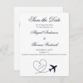 Boarding Pass Zielflugzeug Herzhochzeit Save The Date (Vorne/Hinten)
