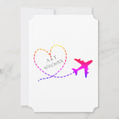 Boarding Pass Zielflugzeug Herzhochzeit Save The Date (Rückseite)