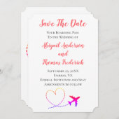 Boarding Pass Zielflugzeug Herzhochzeit Save The Date (Vorne/Hinten)