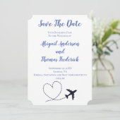 Boarding Pass Zielflugzeug Herzhochzeit Save The Date (Stehend Vorderseite)