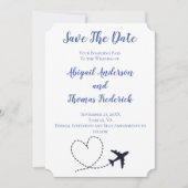 Boarding Pass Zielflugzeug Herzhochzeit Save The Date (Vorderseite)
