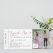 Boarding Pass Zielort Foto Save the Date (Stehend Vorderseite)