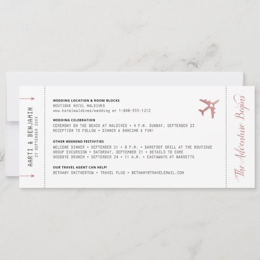 Boarding Pass Zielort Foto Save the Date (Rückseite)