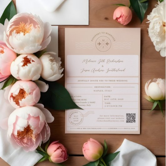 Boarding Passport Ticket Hochzeit in Urlaubsort Einladung