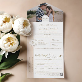 Boarding-Passport-Ticket Reiseziel Thema All In One Einladung