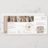 Boarding Plane Ticket Destination Wedding Photo Einladung (Vorderseite)