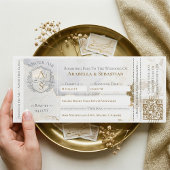 Boarding Plane Ticket Floral Destination Wedding Einladung