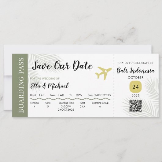 BOARDING SAVE THE DATE - HOCHZEIT IN URLAUBSORT (Vorderseite)