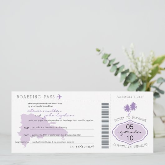 Boarding Save the Date in die Dominikanische Repub (Stehend Vorderseite)