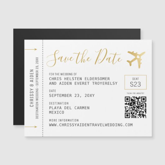 Boarding Save the Date kleine Magnetkarte Magneteinladung (Vorne/Hinten)