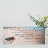 Boarding-Ticket für Beach Hochzeit in Urlaubsort Einladung (Stehend Vorderseite)