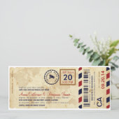 Boarding-Ticket Hochzeitseinladung Einladung (Stehend Vorderseite)