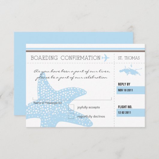 Boarding UAWG TO ST. THOMAS RSVP Karte (Vorne/Hinten)