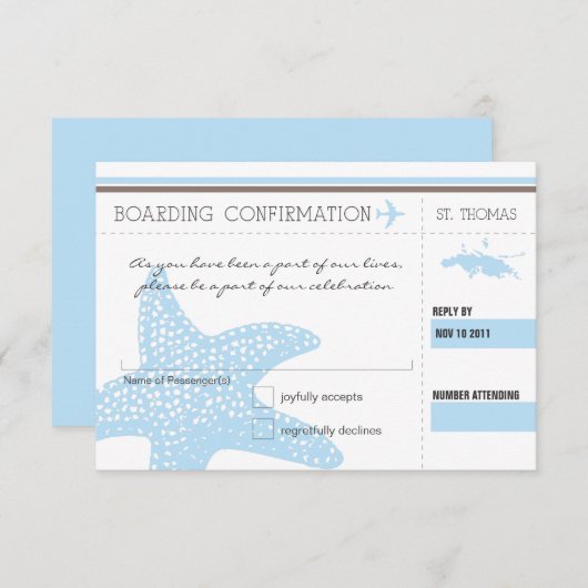 Boarding UAWG TO ST. THOMAS RSVP Karte (Vorne/Hinten)