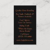 Boarding-Visitenkarten für Pferde Visitenkarte (Rückseite)