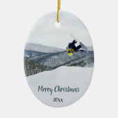 Boarding Wintersport mit individueller Schneeballp Keramik Ornament (Vorne)