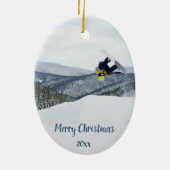 Boarding Wintersport mit individueller Schneeballp Keramik Ornament (Hinten)