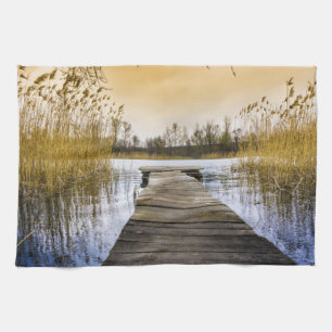 Boardwalk Dock am Fluss Ukraine Geschirrtuch