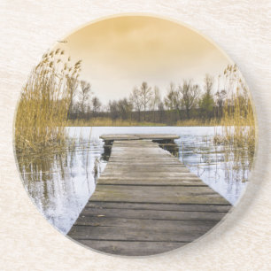 Boardwalk Dock am Fluss Ukraine Getränkeuntersetzer