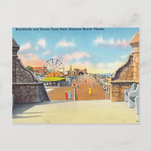 Boardwalk Ocean Front Park, Daytona Beach, Florida Postkarte (Vorderseite)