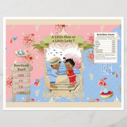Boardwalk Victoriana Beach Gender Reveal Chip Bag Flyer (Vorne)