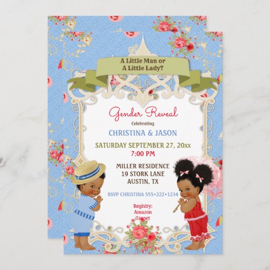 Boardwalk Victoriana Beach Summer Gender Reveal Einladung (Vorne/Hinten)