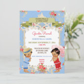 Boardwalk Victoriana Beach Summer Gender Reveal Einladung (Stehend Vorderseite)