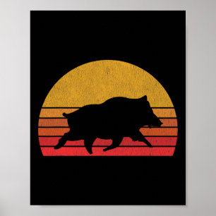 Boarenjagd - Retro Sunset Wild Schweine Boar Hunte Poster