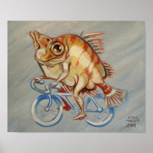 Boarfish auf einem Fahrrad Poster