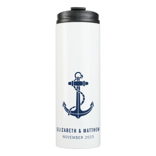 Boat Anchor Beach Wedding Custom Swag Thermosbecher (Vorderseite)